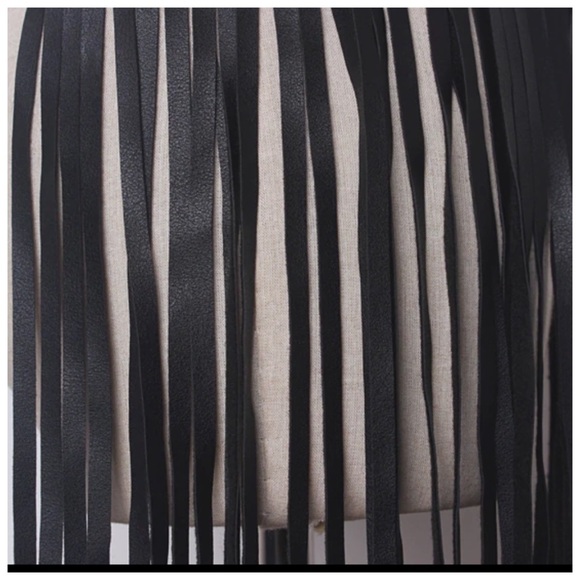 Black Vegan Leather Fringe Belt - Picture 6 of 6